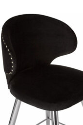 Orsina Black Bar Chair Stool With Curved Back, Kitchen Stool For Bar, Breakfast Stool With Velvet Upholstery - thumbnail 8