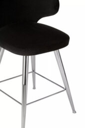 Orsina Black Bar Chair Stool With Curved Back, Kitchen Stool For Bar, Breakfast Stool With Velvet Upholstery - thumbnail 9