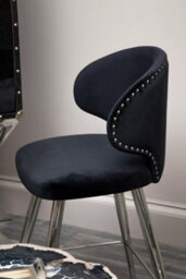 Orsina Black Bar Chair Stool With Curved Back, Kitchen Stool For Bar, Breakfast Stool With Velvet Upholstery - thumbnail 7