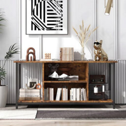 Brown Tv Console Table With Open Shelf 106Cm Media Cabinet Entertainment Center - thumbnail 4