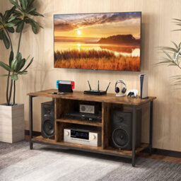 Brown Tv Console Table With Open Shelf 106Cm Media Cabinet Entertainment Center - thumbnail 1
