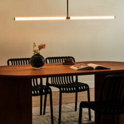 Wyld And Coco Black Metal Linear Pendant Lamp With Integrated Led, Matte Finish, Clear Glass Shade, Adjustable Height - thumbnail 2