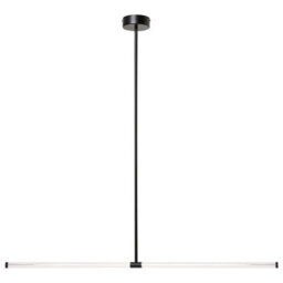 Wyld And Coco Black Metal Linear Pendant Lamp With Integrated Led, Matte Finish, Clear Glass Shade, Adjustable Height - thumbnail 1