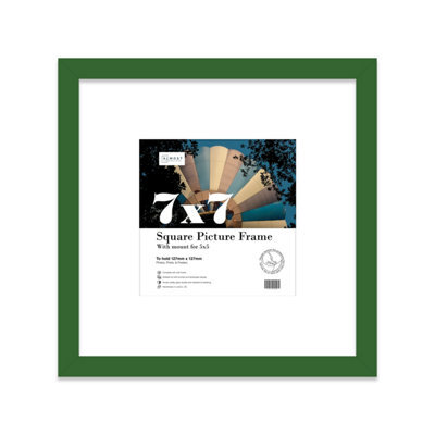 "7X7"" Green Picture Frame - 7X7"" Square Frame With 5X5"" Mount For 7X7""/5X5"" Pictures Luxurious Style Photo Display, 1 Pack" - image 1