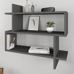 Decortie Paralel Anthracite Grey 3-Tier Wall Mounted Bookcase - Modern Floating Display Shelf 70Cm - thumbnail 4
