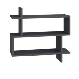 Decortie Paralel Anthracite Grey 3-Tier Wall Mounted Bookcase - Modern Floating Display Shelf 70Cm - thumbnail 2