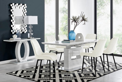 Furniturebox Uk Arezzo Large Extending Dining Table And 6 Cream Pesaro Black Leg Chairs - image 1