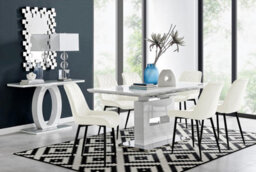 Furniturebox Uk Arezzo Large Extending Dining Table And 6 Cream Pesaro Black Leg Chairs
