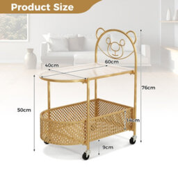 Gainoom Golden Mobile Glass Coffee Table 2-Tier Modern Cocktail Table - thumbnail 2