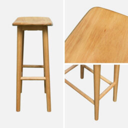 Sweeek - Set Of 2 Vintage Bar Stools, Rubberwood Natural 46.5X31X66 Cm - Louna - thumbnail 6