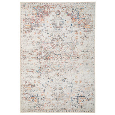 Loomed Distressed Beige Multicolour Persian Style Washable Non Slip Rug 60X110Cm - image 1