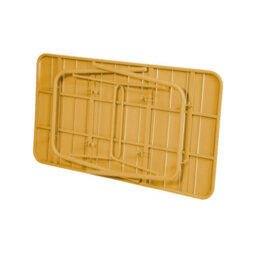 Sweeek - Metal Folding Garden Table 140Cm, Seats 4 Yellow Ochre 141.2X80X72.5 Cm - Amelia 140Cm - thumbnail 7