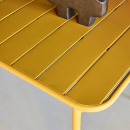 Sweeek - Metal Folding Garden Table 140Cm, Seats 4 Yellow Ochre 141.2X80X72.5 Cm - Amelia 140Cm - thumbnail 6