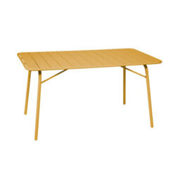 Sweeek - Metal Folding Garden Table 140Cm, Seats 4 Yellow Ochre 141.2X80X72.5 Cm - Amelia 140Cm - thumbnail 2