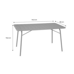 Sweeek - Metal Folding Garden Table 140Cm, Seats 4 Yellow Ochre 141.2X80X72.5 Cm - Amelia 140Cm - thumbnail 8