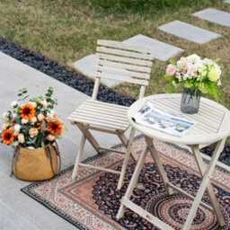 Abrihome Acacia Wood Folding Bistro Set, 2 Chairs & Round Table,weather-Resistant, Ideal For Garden, Patio & Balcony - thumbnail 3
