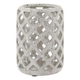 Hill Interiors Stone Effect Hurricane Lantern Grey (23Cm X 16Cm X 16Cm) - thumbnail 1