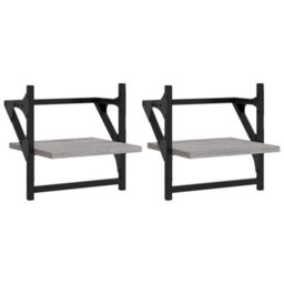 Berkfield Wall Shelves With Bars 2 Pcs Grey Sonoma 30X25X30 Cm - thumbnail 2
