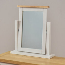 The Furniture Market Cotswold Grey Painted Dressing Table Mirror With Adjustable Tilt, Limed Oak Top, Solid Pine Frame, Stylish And Durable - thumbnail 4