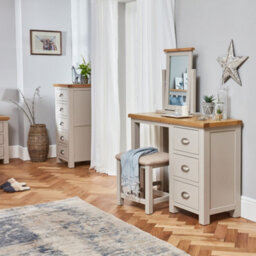 The Furniture Market Cotswold Grey Painted Dressing Table Mirror With Adjustable Tilt, Limed Oak Top, Solid Pine Frame, Stylish And Durable - thumbnail 7