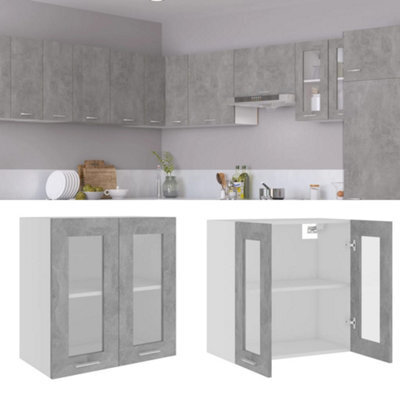 Walplus Hanging Glass Cabinet Lyon Concrete Grey  60X31X60 Cm Engineered Wood - image 1