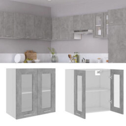 Walplus Hanging Glass Cabinet Lyon Concrete Grey  60X31X60 Cm Engineered Wood