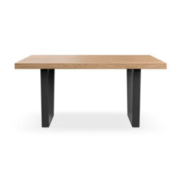 More4Homes Aria 4-6 Seater Dining Table Modern Oak Effect Table Top W Black Legs - thumbnail 3