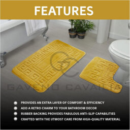 Gc Gaveno Cavailia Grecian Grace 2 Piece Non Slip Bath Mat Set Ochre Quick Dry Water Absorbent Bathroom Shower Mat & Pedestal Set - thumbnail 4