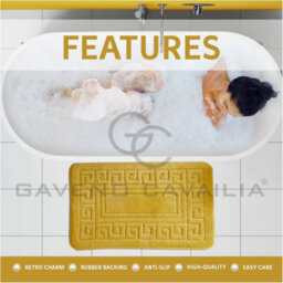 Gc Gaveno Cavailia Grecian Grace 2 Piece Non Slip Bath Mat Set Ochre Quick Dry Water Absorbent Bathroom Shower Mat & Pedestal Set - thumbnail 3