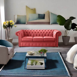 Chesterfield 3 Seater Shelly Crimson Leather Sofa Bespoke In Classic Style - thumbnail 3