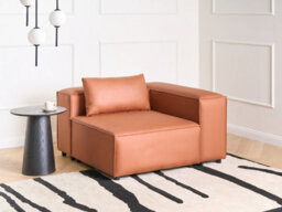 Beliani Corner Seat Brande Fabric Golden Brown Symmetrical - thumbnail 2