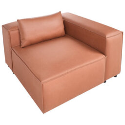 Beliani Corner Seat Brande Fabric Golden Brown Symmetrical - thumbnail 6