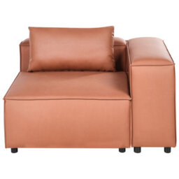 Beliani Corner Seat Brande Fabric Golden Brown Symmetrical - thumbnail 1