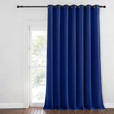 Aspire Homeware Plain Room Darkening Blackout Eyelet Door Curtain Single Panel Navy (W) 168Cm X (D)213Cm With Tie Back - image 1