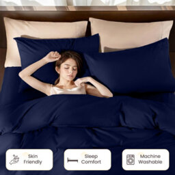 Aspire Homeware Navy Duvet Cover Set, Soft Microfiber & Reversible, King (L)220Cm X (W)230Cm - thumbnail 4