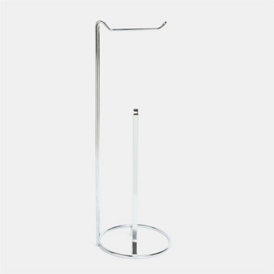 Metal Toilet Roll Holder Freestanding Bathroom Storage Organiser Silver - image 1