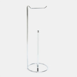 Metal Toilet Roll Holder Freestanding Bathroom Storage Organiser Silver - thumbnail 1