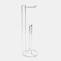 Metal Toilet Roll Holder Freestanding Bathroom Storage Organiser Silver - thumbnail 4