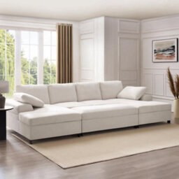 Home Detail Daniel Large U-Shaped Sofa With Storage Footstool, Cream Linen
