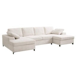 Home Detail Daniel Large U-Shaped Sofa With Storage Footstool, Cream Linen - thumbnail 3