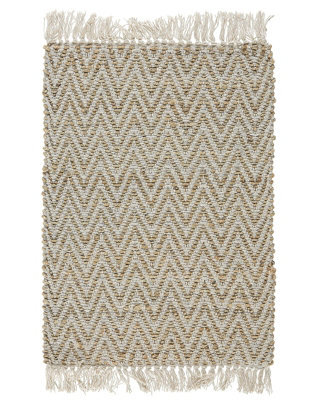 Wyld And Coco Boho Runner Rug 50 X 80 Cm Beige - Handwoven Cotton & Jute, Fringed Edges, Reversible - image 1