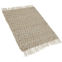 Wyld And Coco Boho Runner Rug 50 X 80 Cm Beige - Handwoven Cotton & Jute, Fringed Edges, Reversible - thumbnail 3