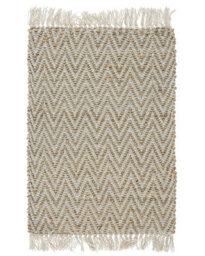 Wyld And Coco Boho Runner Rug 50 X 80 Cm Beige - Handwoven Cotton & Jute, Fringed Edges, Reversible - thumbnail 1