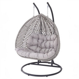 Oakley Double Swing Egg Pod Chair - Light Grey - thumbnail 1