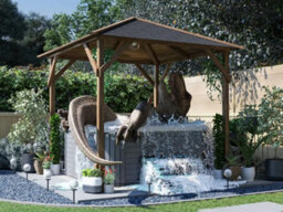Dunster House Wooden Gazebo, 2M X 2M Heavy Duty Garden Shelter Pressure Treated, Roof Shingles Utopia 200 - thumbnail 3
