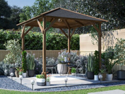 Dunster House Wooden Gazebo, 2M X 2M Heavy Duty Garden Shelter Pressure Treated, Roof Shingles Utopia 200
