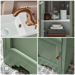 Homestylestore Pastel Green 400mm Bathroom Vanity Unit And Round Brushed Copper Handle - thumbnail 5