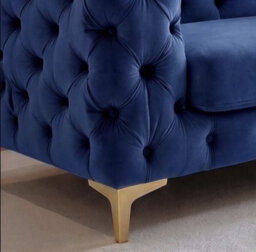 Sofaya Monaco Chesterfield Blue Velvet Sofa Set - 1,2,3 Seater & 3+2 Seater Set Deep Buttoned Cushions Upholstery Couch Settee - thumbnail 4