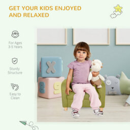 Homcom Kids Armchair Toddler Sofa Chair With Padding Seat Bedroom Green - thumbnail 6