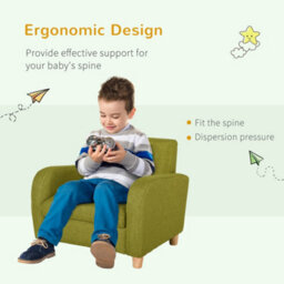 Homcom Kids Armchair Toddler Sofa Chair With Padding Seat Bedroom Green - thumbnail 5